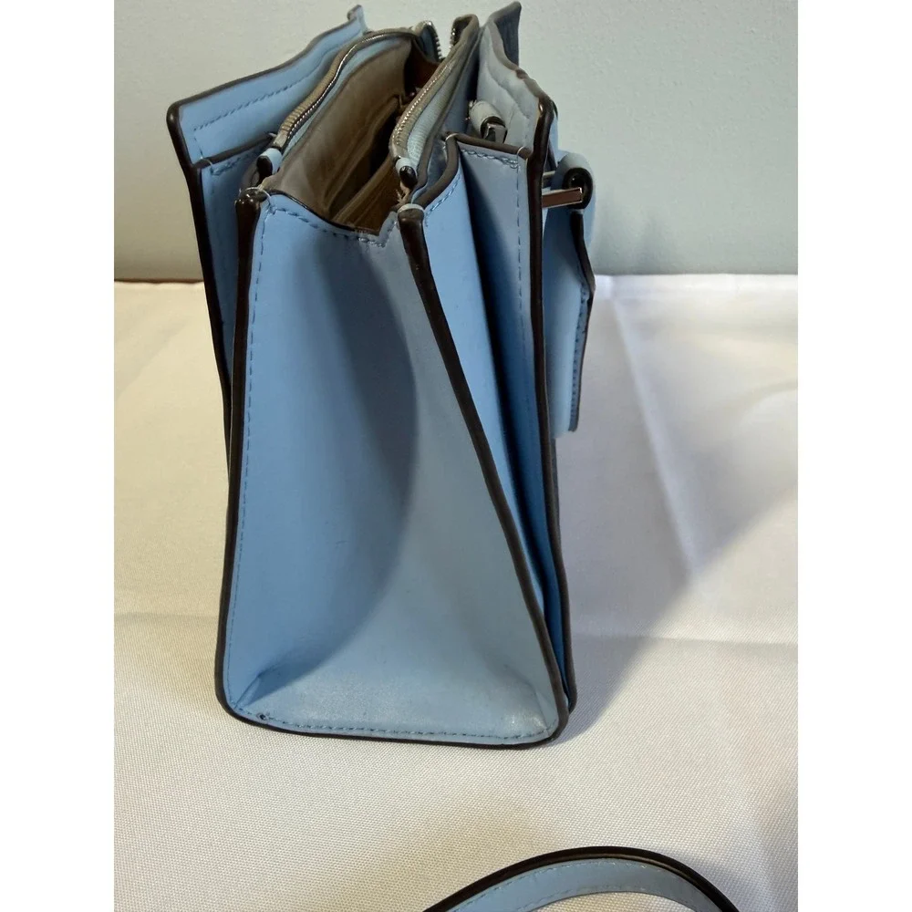 Michael Kors Medium Messenger Satchel Bag Blue Grey Monogram Crossbody